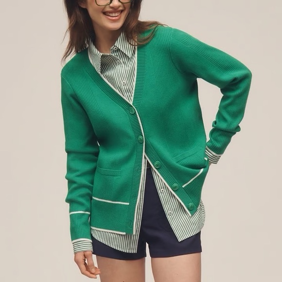 Anthropologie Sweaters - NWT Size XL - Anthropologie V-Neck open Front Cardigan Sweater Green (US$ 128)